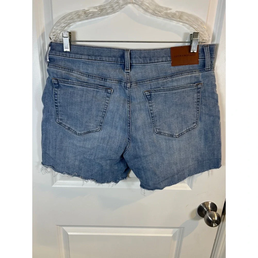 Lucky‎ Brand Womens Denim Shorts Raw Hem Medium Wash Blue Size 14/32